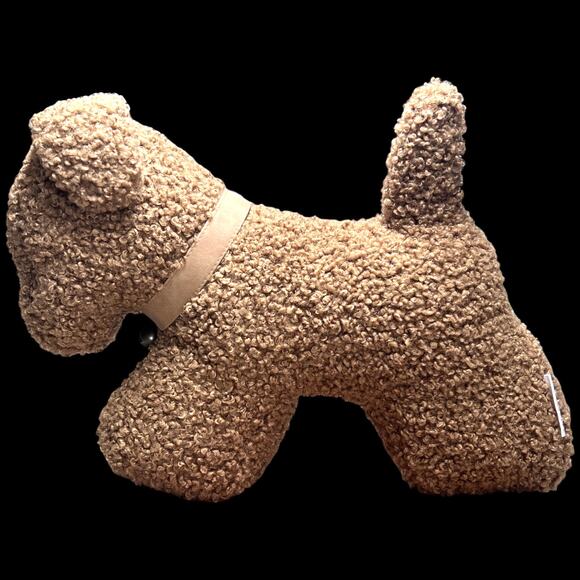 POTTERY BARN Cozy Teddy Faux Fur Dog Pillow Sherpa Plush Puppy Bell Collar - Picture 1 of 7